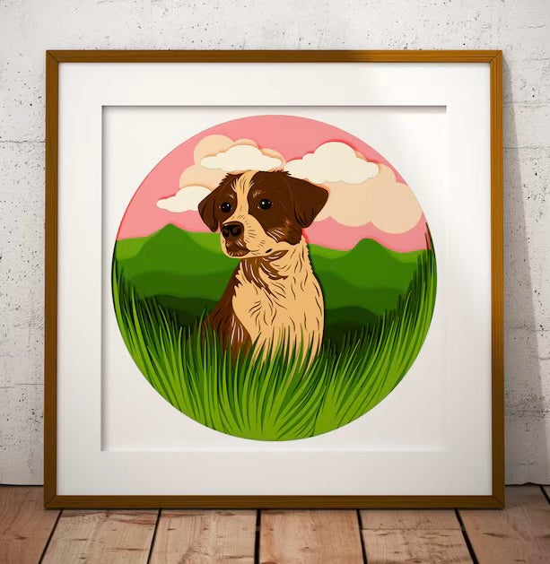 Dog in Grass SVG