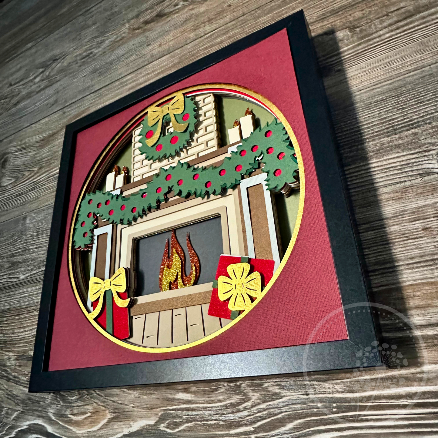 Customizable Holiday Fireplace Shadowbox
