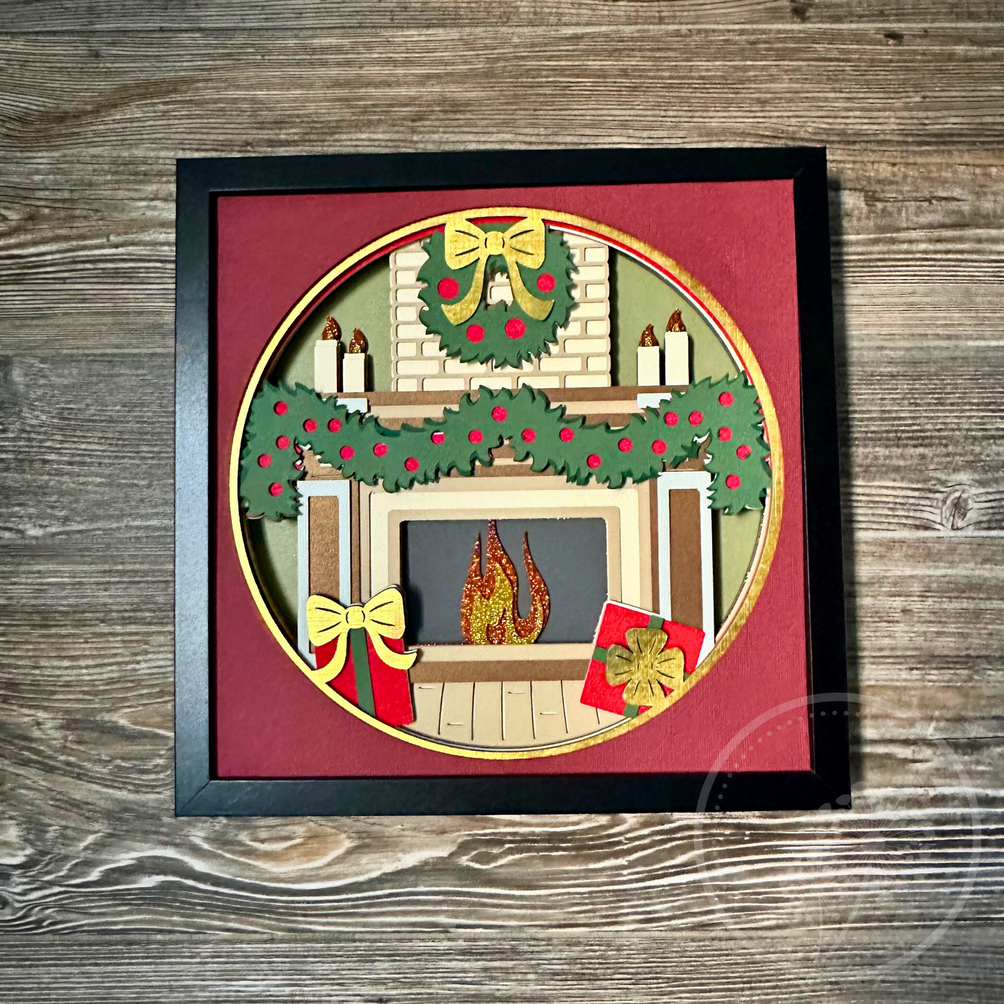 Customizable Holiday Fireplace Shadowbox