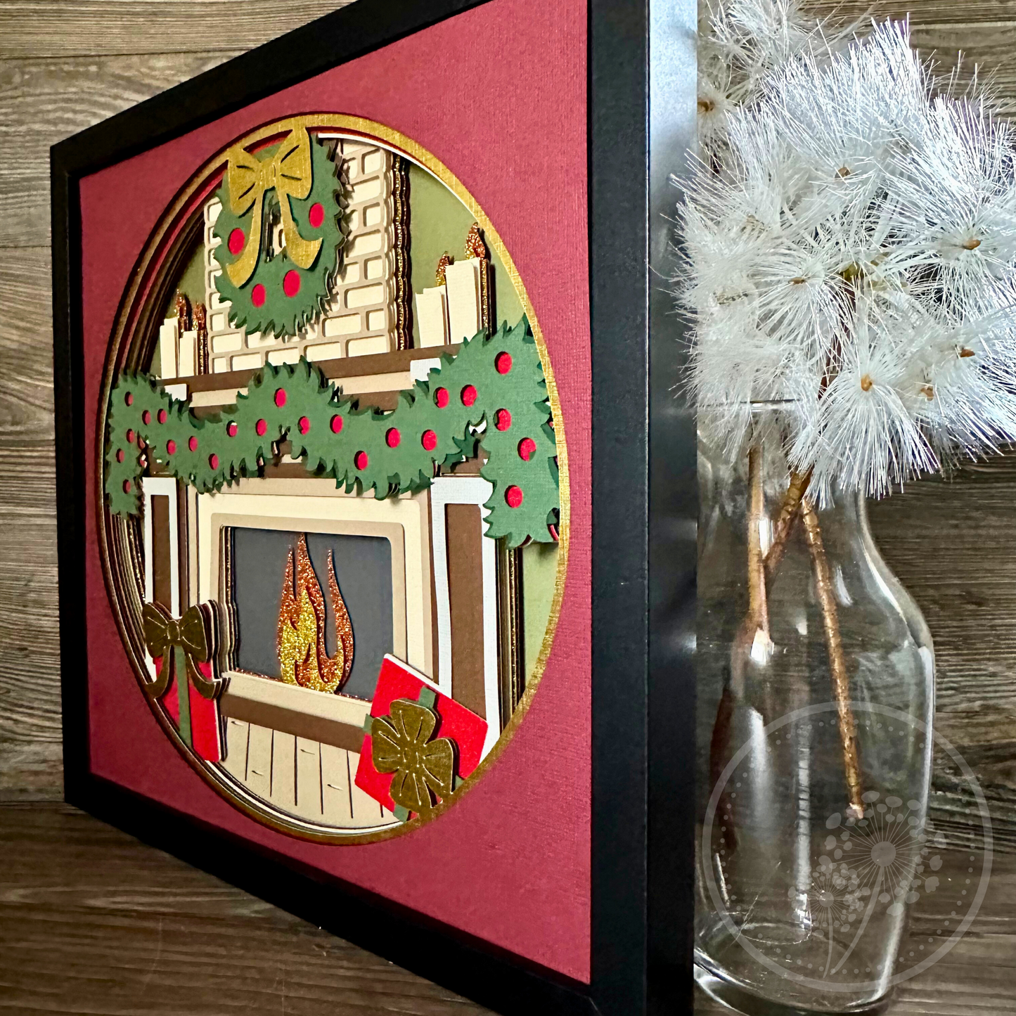 Customizable Holiday Fireplace Shadowbox