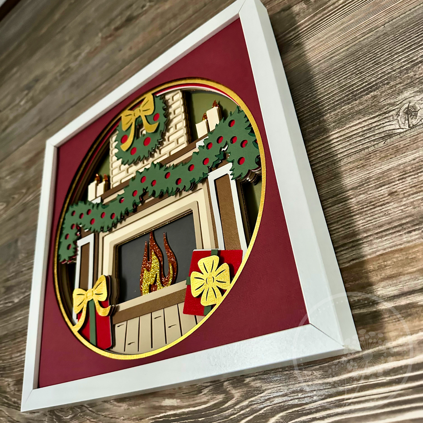Customizable Holiday Fireplace Shadowbox