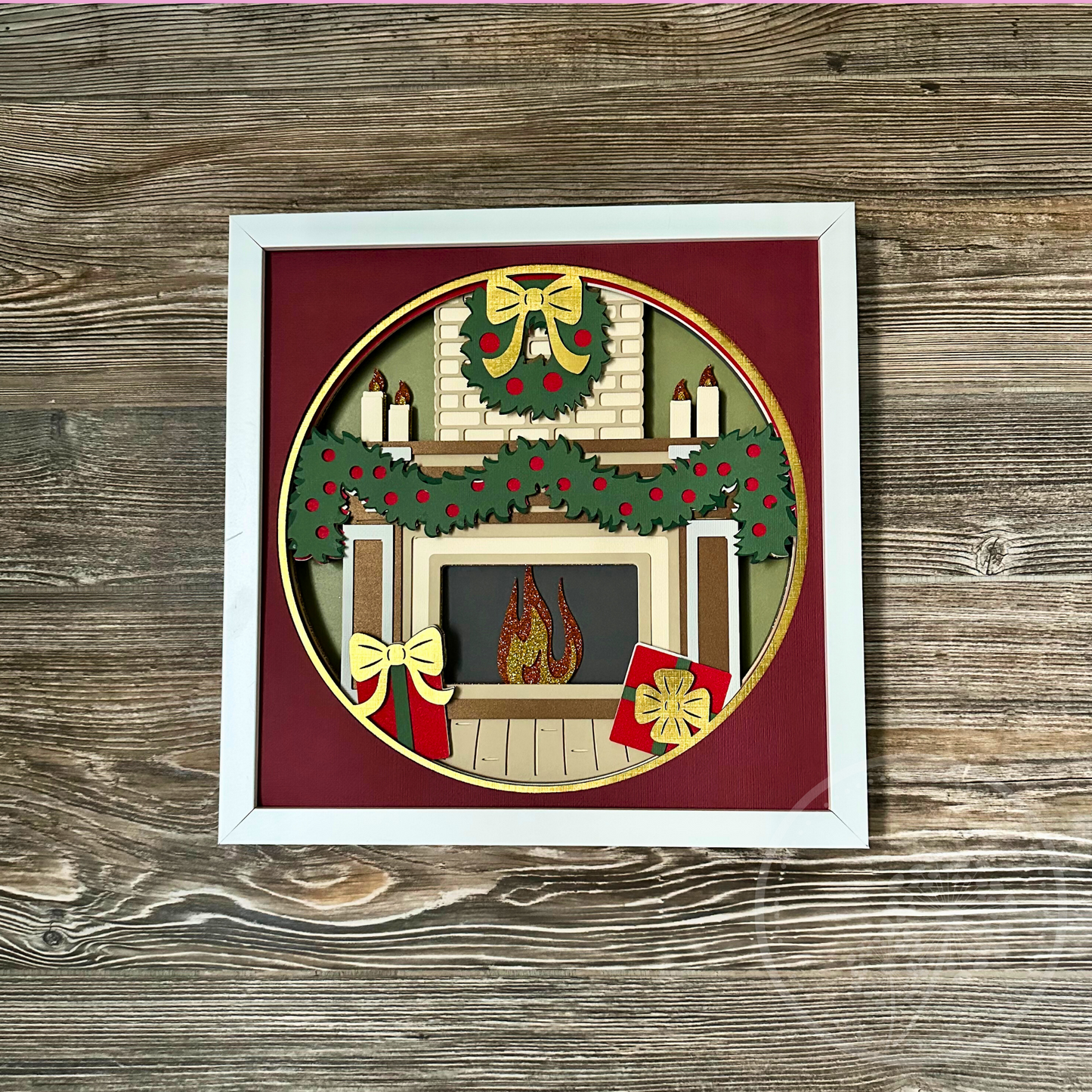 Customizable Holiday Fireplace Shadowbox