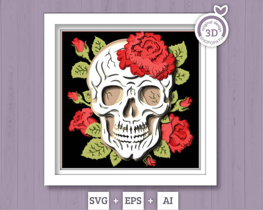 Skull with Roses SVG