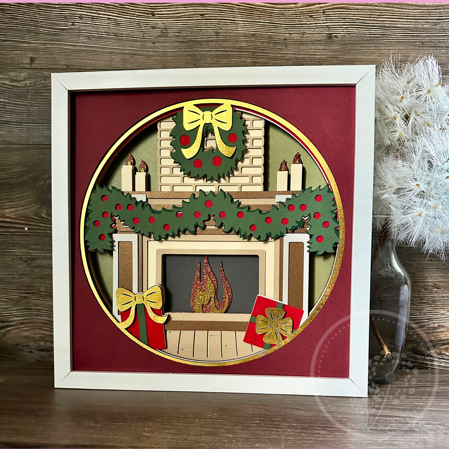 Customizable Holiday Fireplace Shadowbox