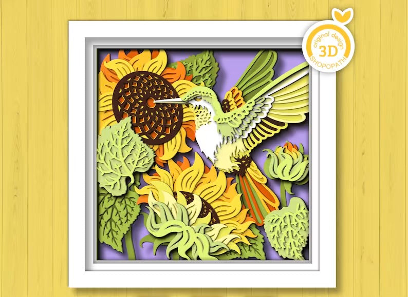 Hummingbird & Sunflowers SVG