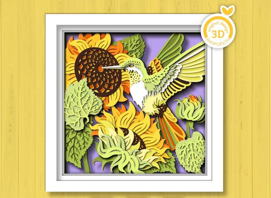 Hummingbird & Sunflowers SVG