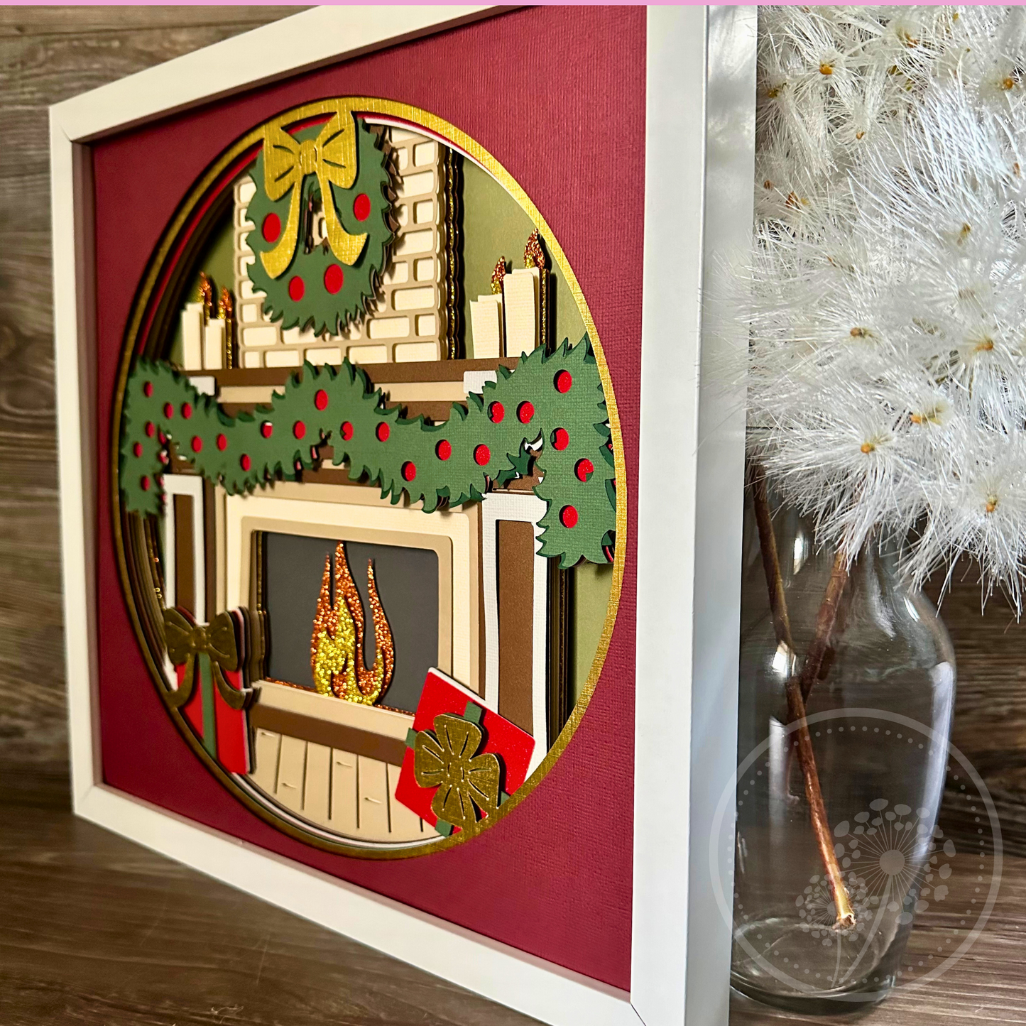 Customizable Holiday Fireplace Shadowbox