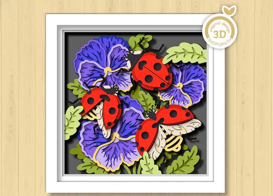 Ladybugs on Flower SVG