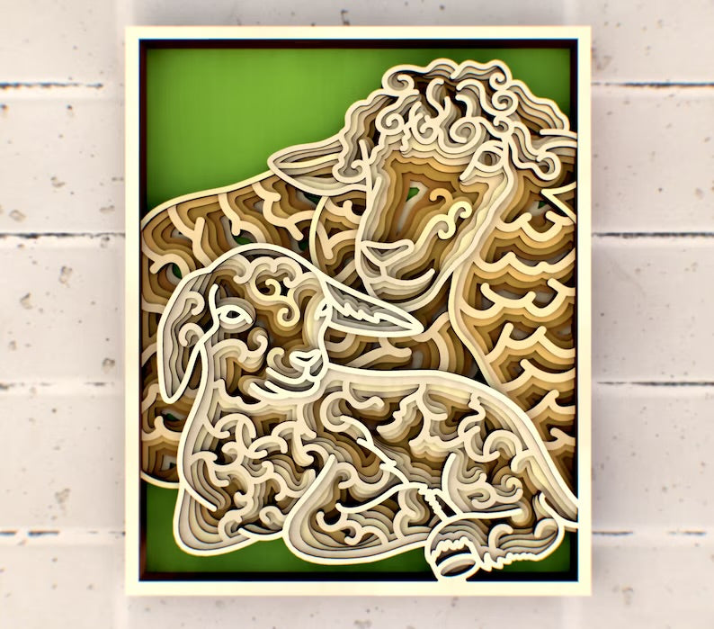 Mom and Baby Lamb SVG