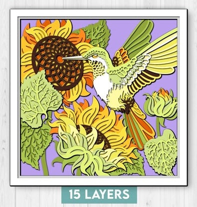 Hummingbird & Sunflowers SVG