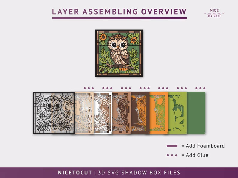 Stained Glass Owl SVG