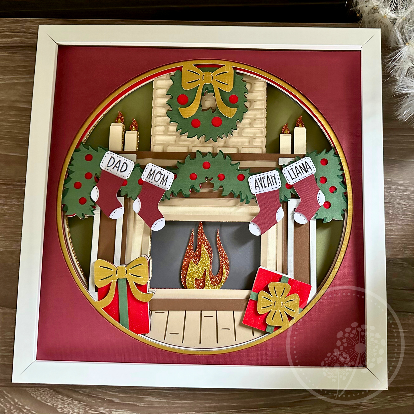 Customizable Holiday Fireplace Shadowbox