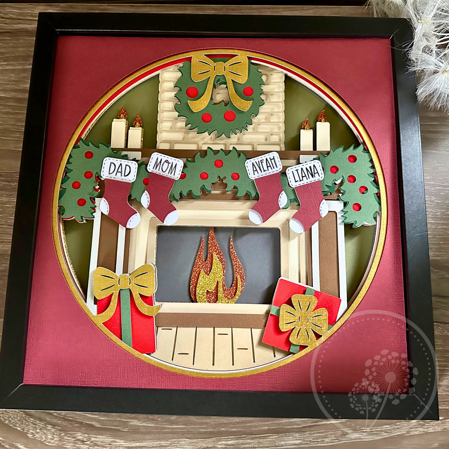 Customizable Holiday Fireplace Shadowbox