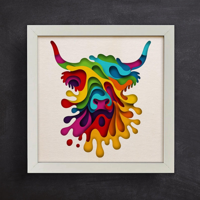 Colorful Highland Cow SVG