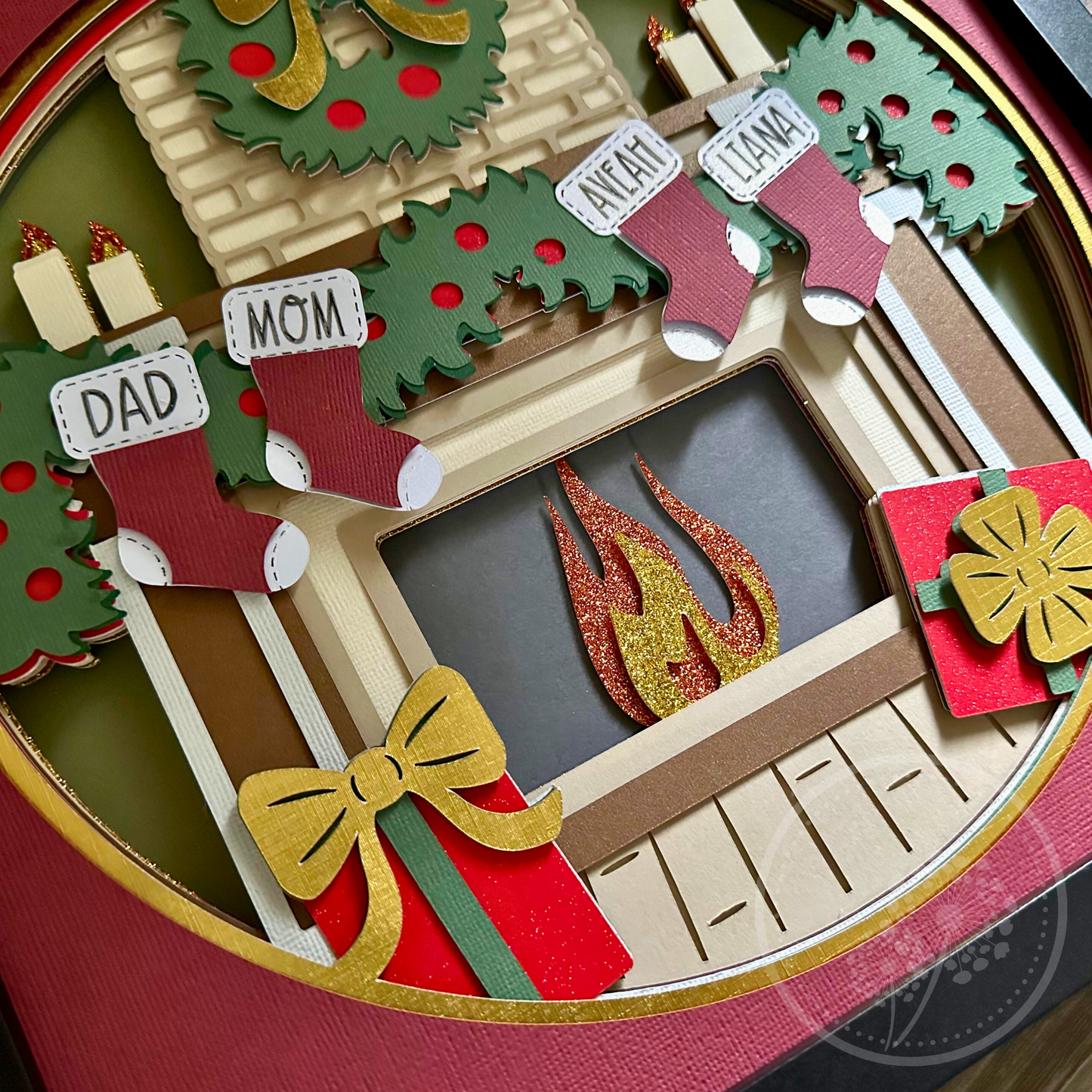Customizable Holiday Fireplace Shadowbox