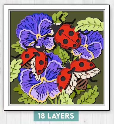 Ladybugs on Flower SVG