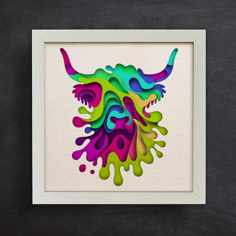 Colorful Highland Cow SVG