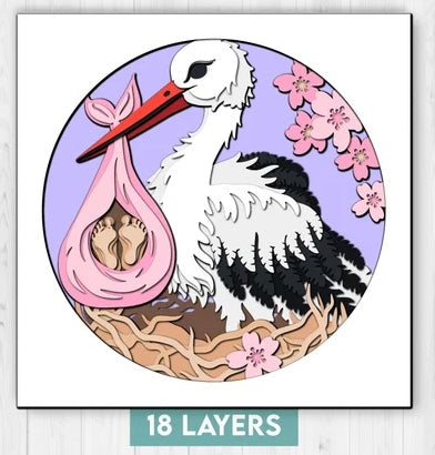New Baby Stork SVG