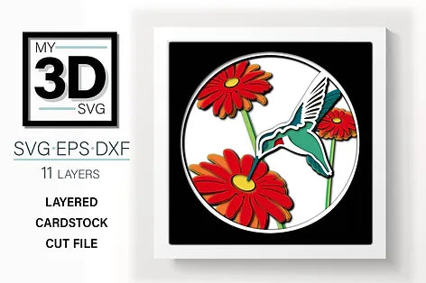 Hummingbird with Flowers SVG