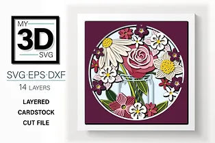 Mason Jar Bouquet Dasies SVG