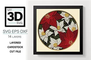 Red and White Poinsettias SVG