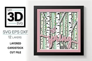 Spring Birch Tree Forest SVG