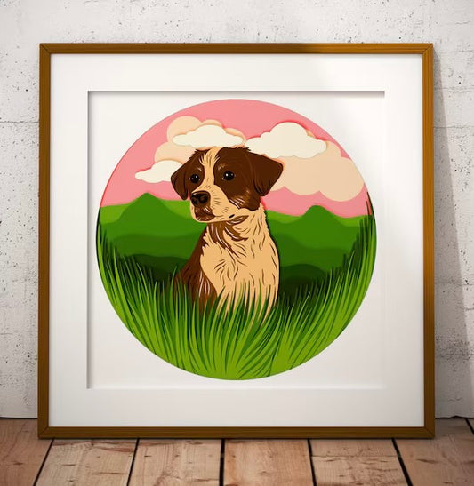 Dog in Grass SVG