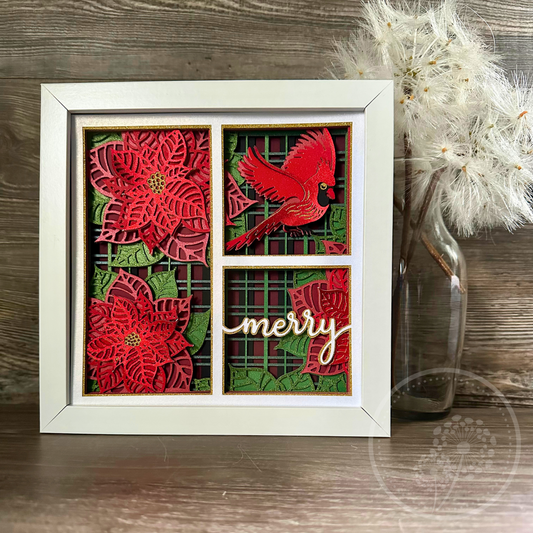 Cardinal Poinsettia Panel Shadowbox