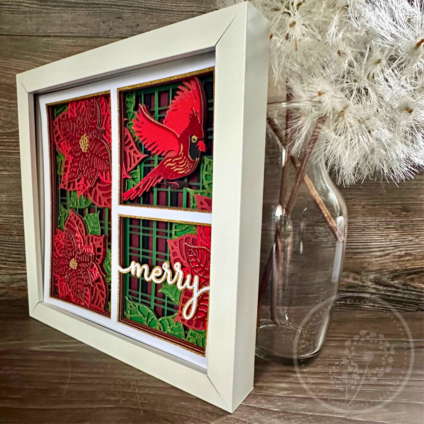 Cardinal Poinsettia Panel Shadowbox