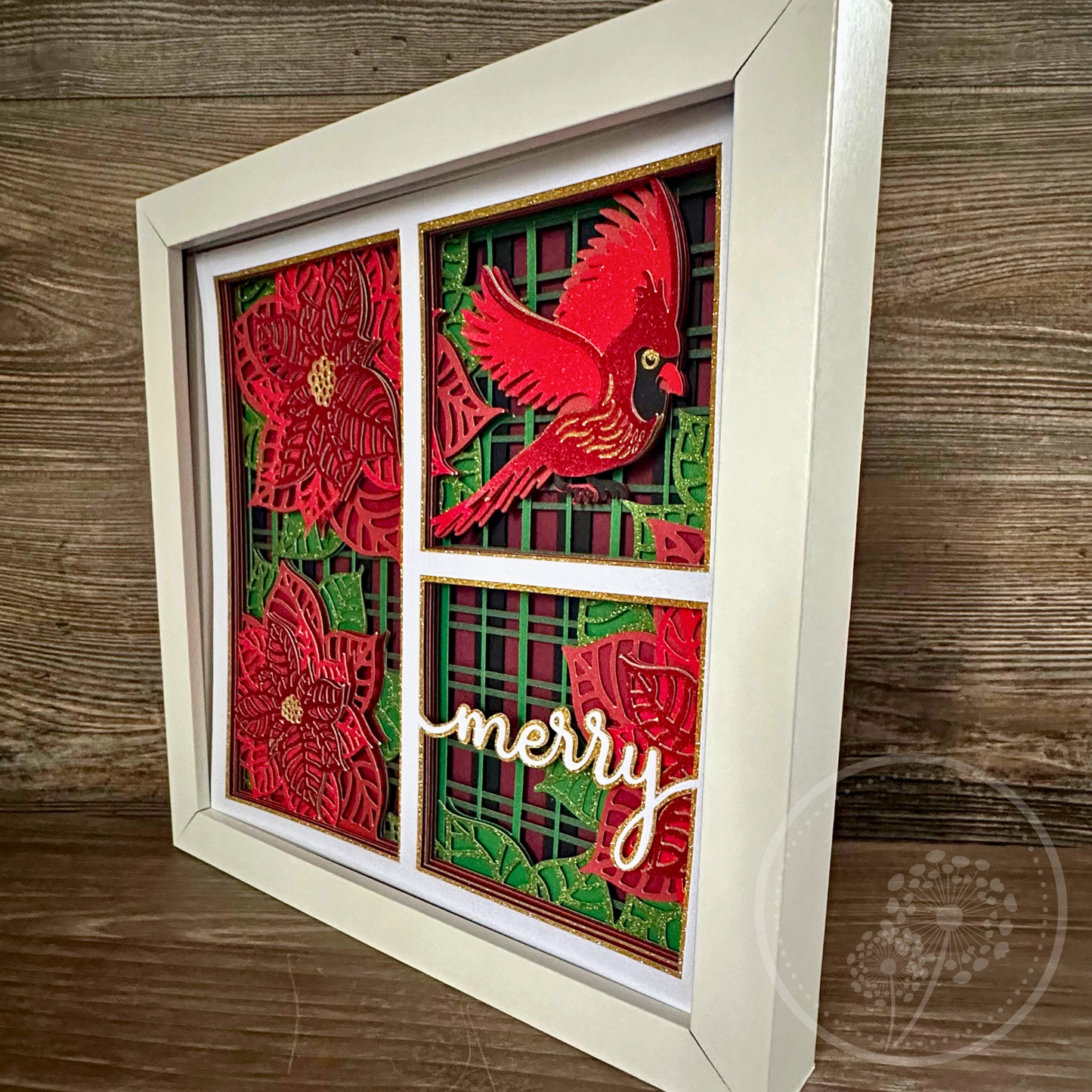 Cardinal Poinsettia Panel Shadowbox