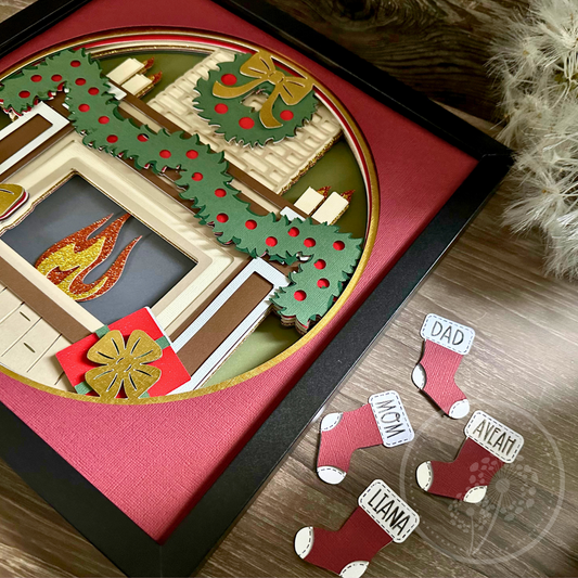 Customizable Holiday Fireplace Shadowbox