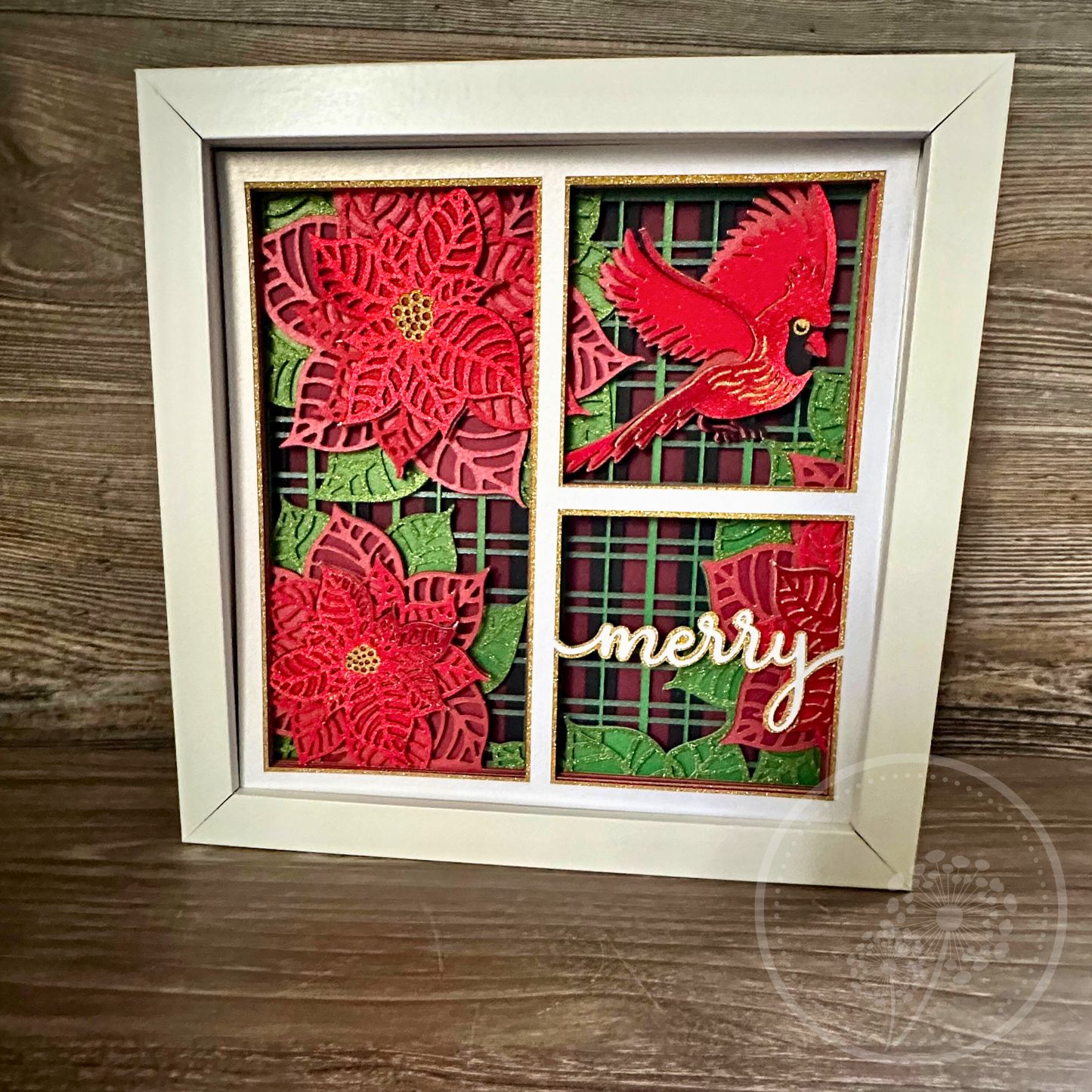 Cardinal Poinsettia Panel Shadowbox