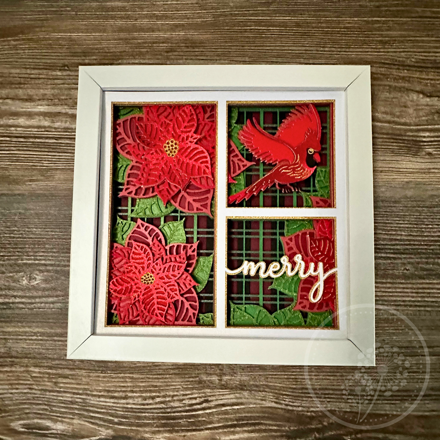 Cardinal Poinsettia Panel Shadowbox