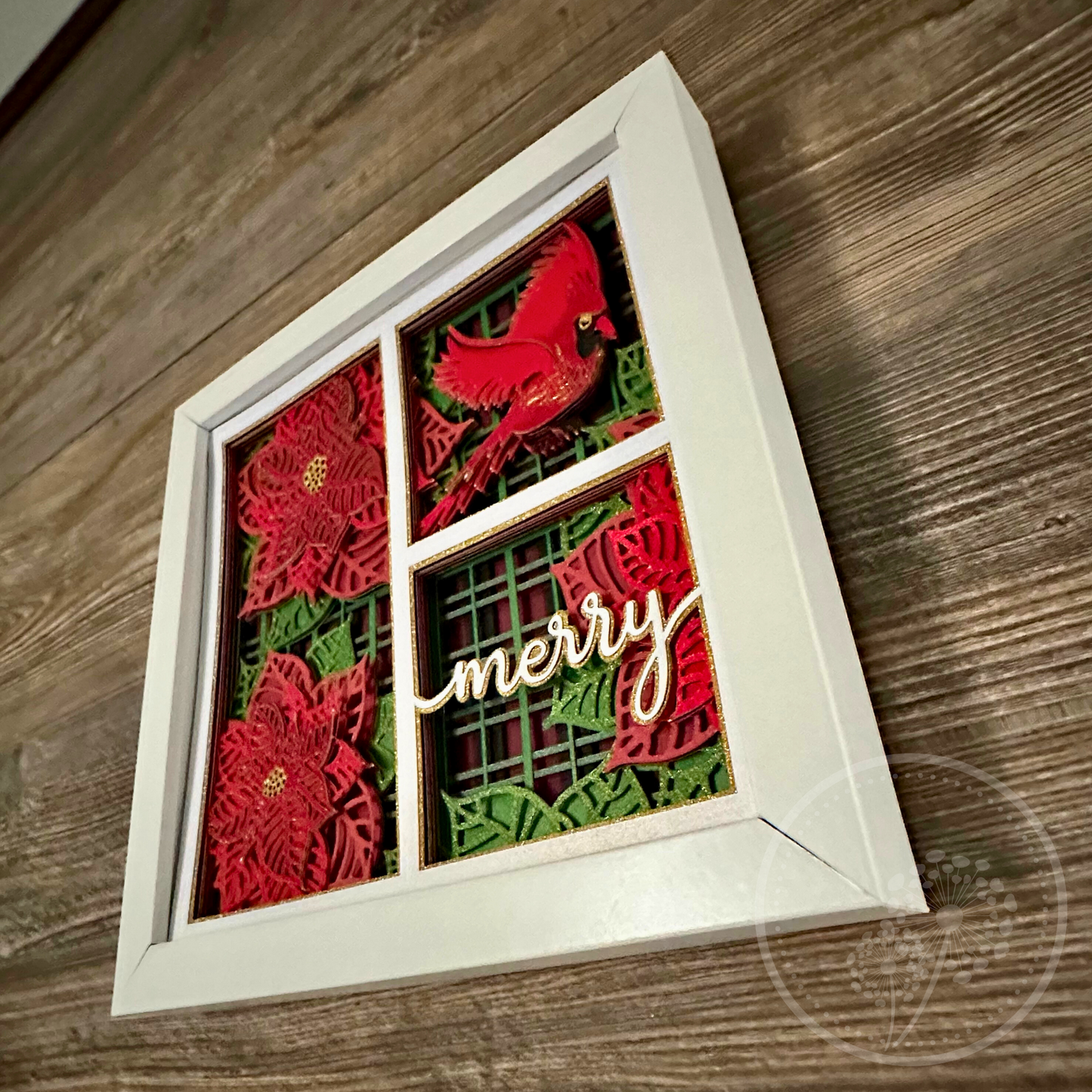 Cardinal Poinsettia Panel Shadowbox