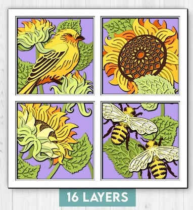 Birds, Bees & Sunflowers SVG