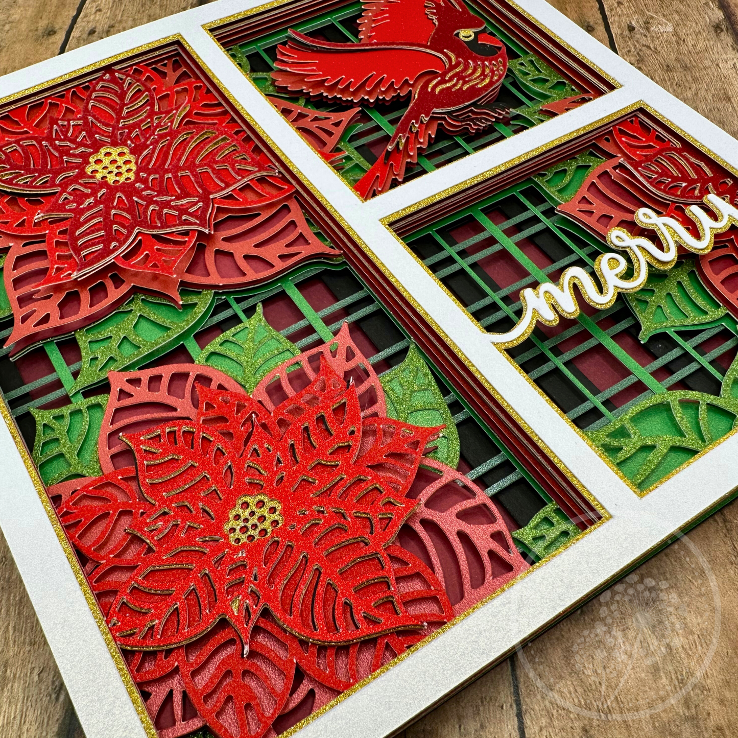 Cardinal Poinsettia Panel Shadowbox