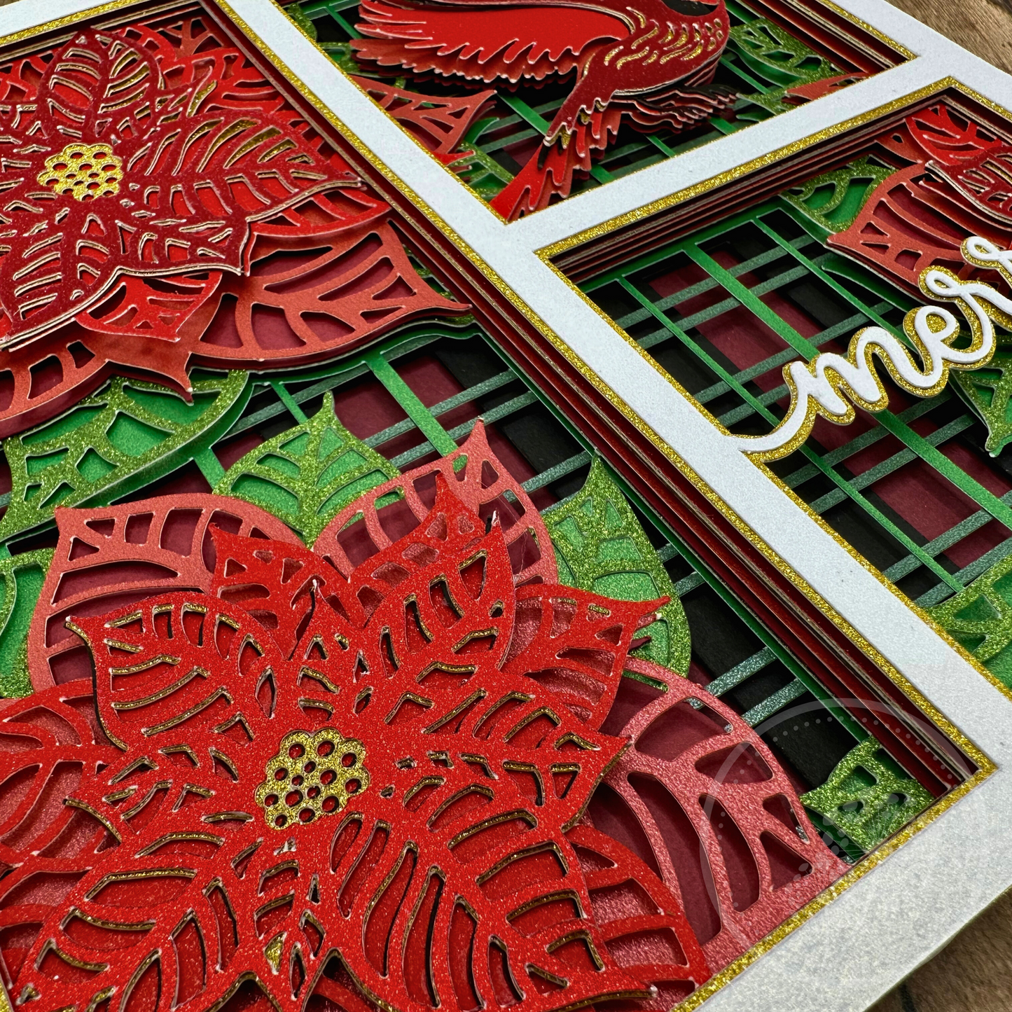 Cardinal Poinsettia Panel Shadowbox