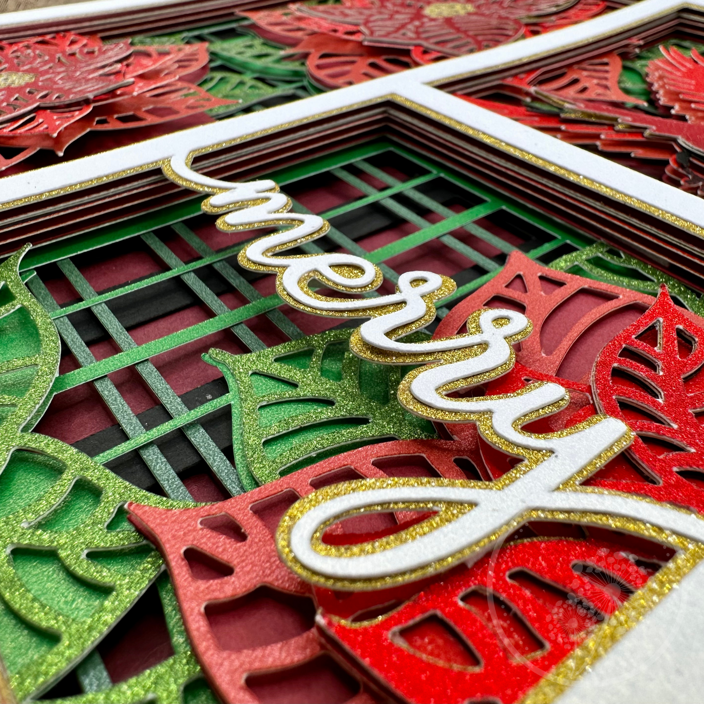 Cardinal Poinsettia Panel Shadowbox