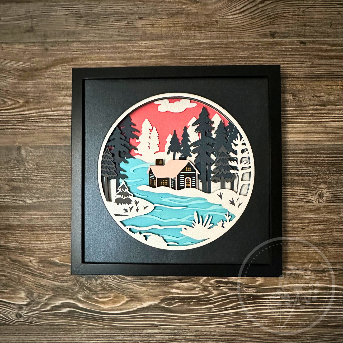 Winter River Cottage Shadowbox