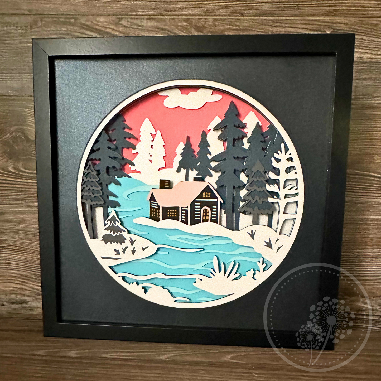 Winter River Cottage Shadowbox