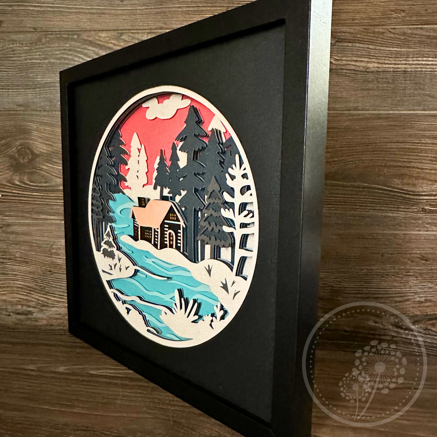 Winter River Cottage Shadowbox