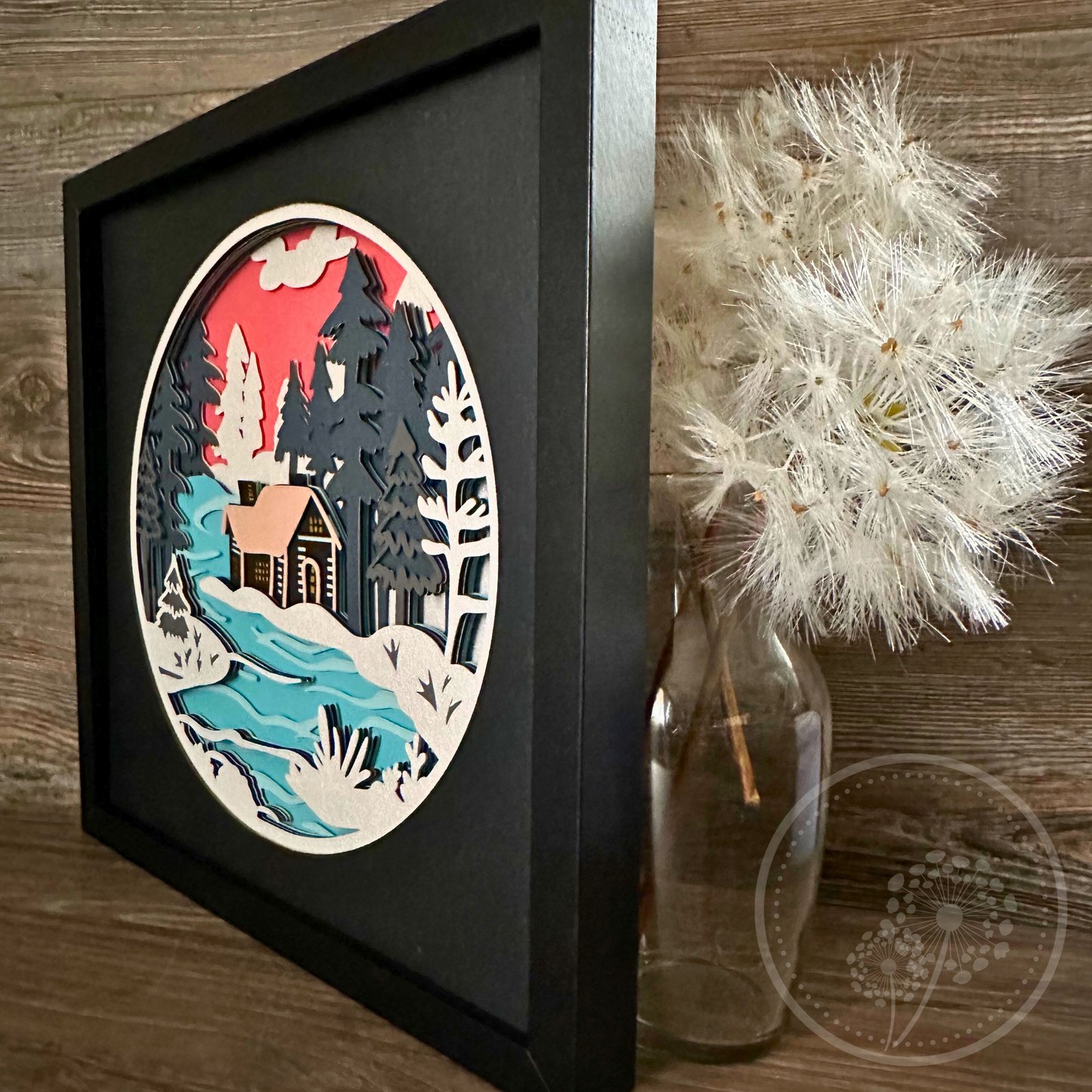 Winter River Cottage Shadowbox