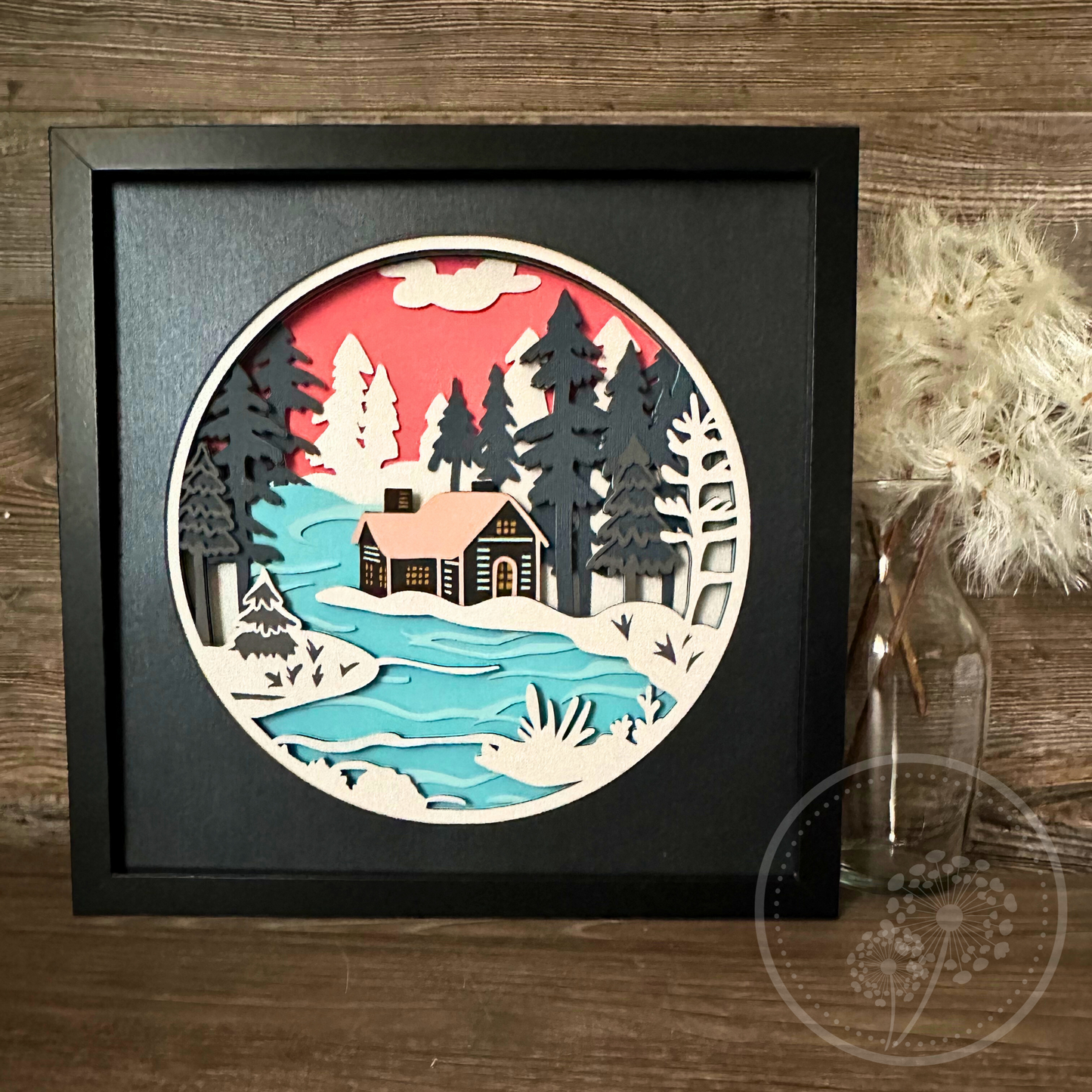 Winter River Cottage Shadowbox