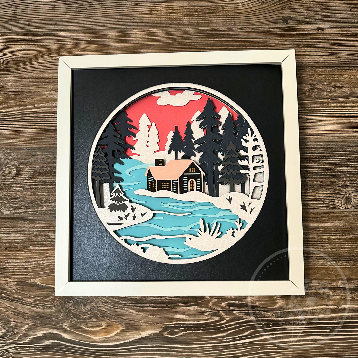 Winter River Cottage Shadowbox