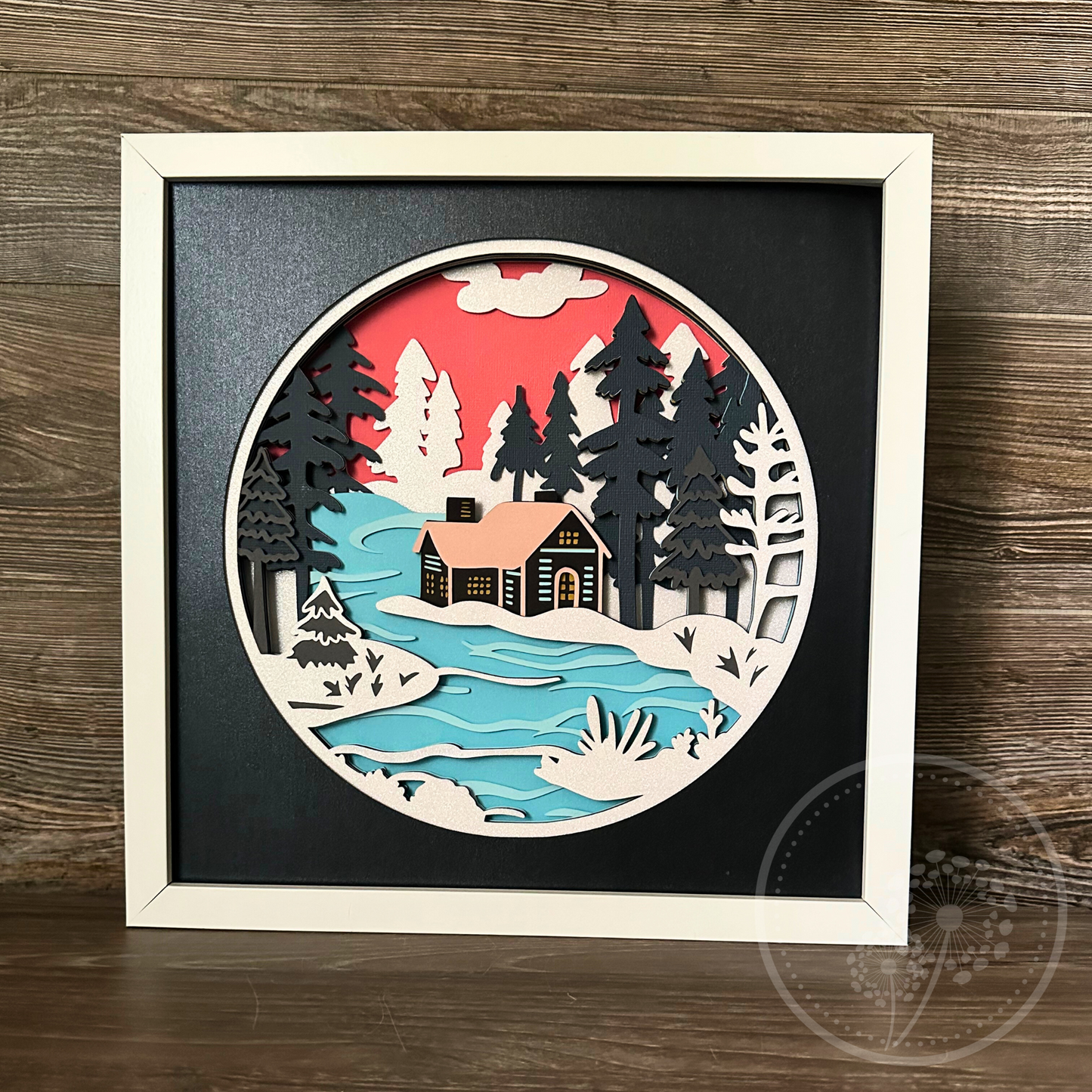 Winter River Cottage Shadowbox