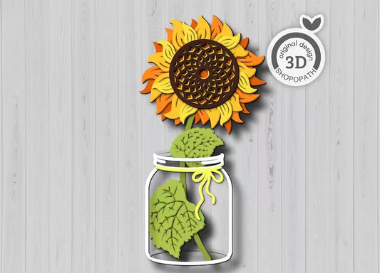 Sunflower in Mason Jar SVG