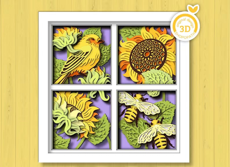 Birds, Bees & Sunflowers SVG