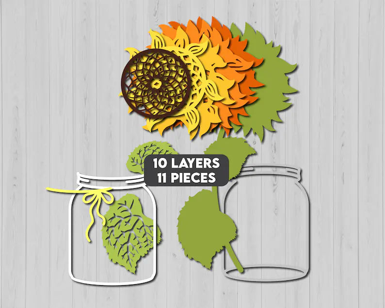 Sunflower in Mason Jar SVG