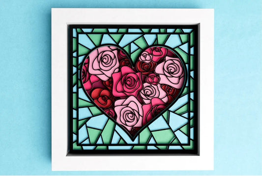 Stained glass Heart Rose SVG