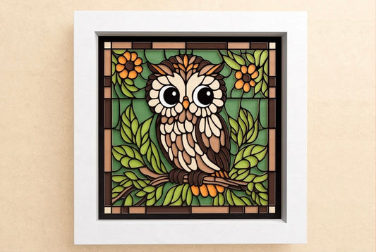 Stained Glass Owl SVG